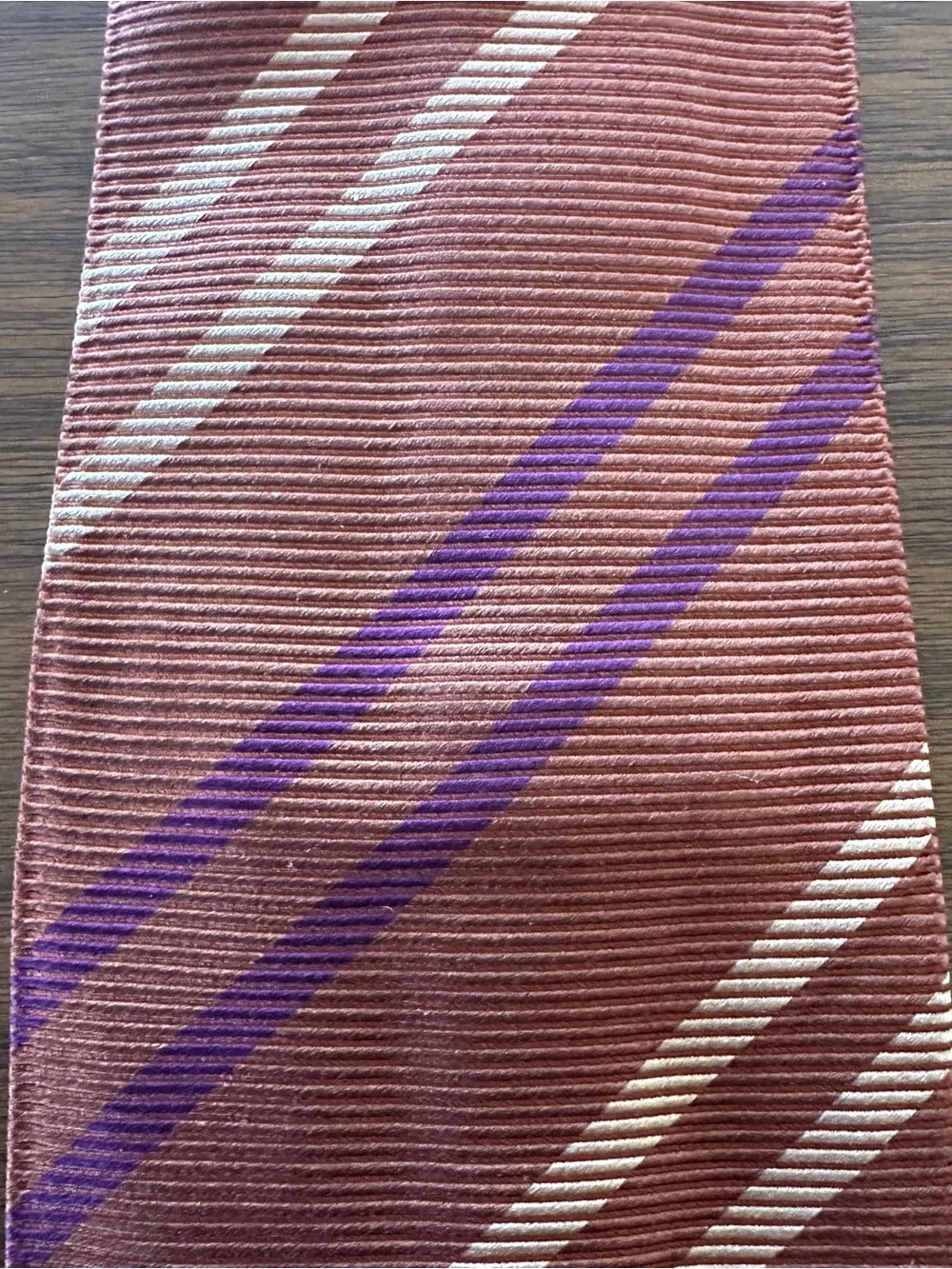 Paul Stuart Rust & Cream Striped Neck Tie